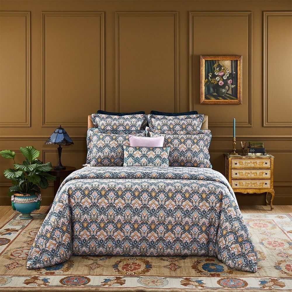 $845 Yves Delorme Dandy Duvet Cover 2 Standard 1 Boudoir Sham Organic Cotton NEW